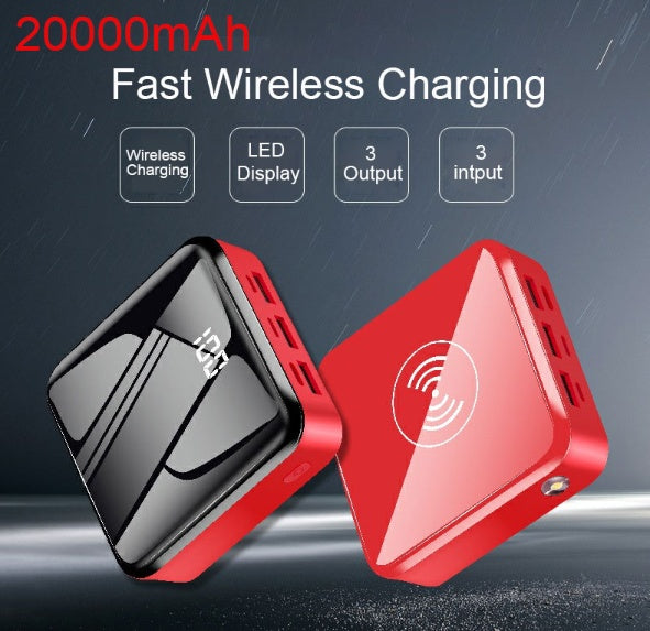 20000mAh Wireless & USB Power Bank with 3 Ports