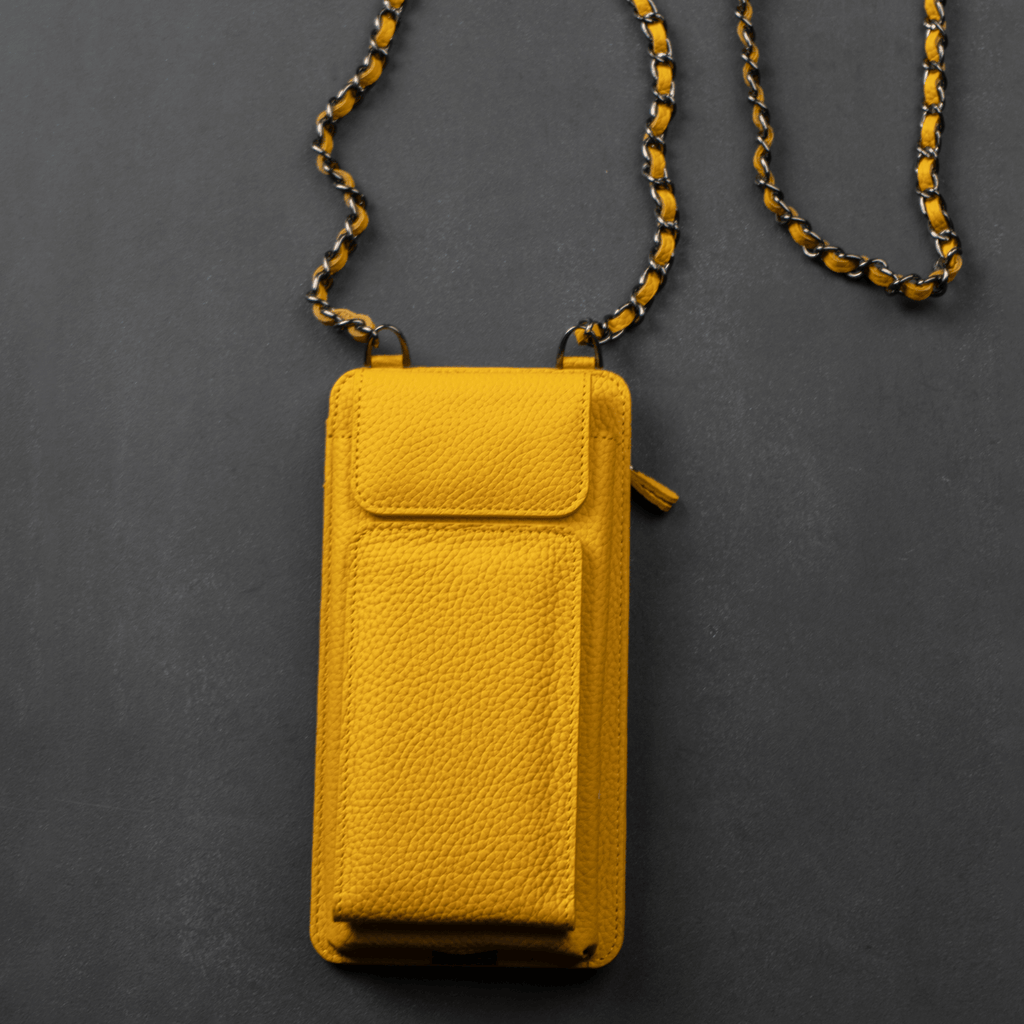 Leather Yellow Crossbody Bag Phone Wallet - Columbus