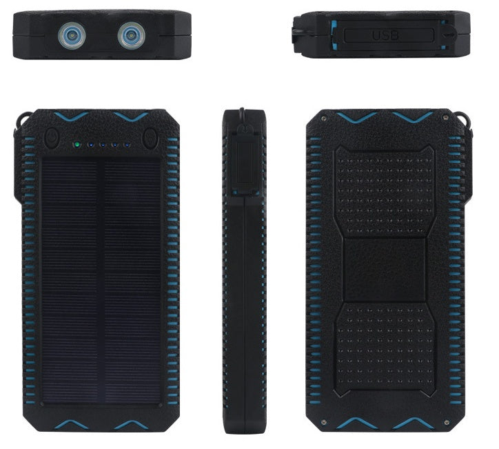 15000mAh Rugged Solar Power Bank with Dual LED & Cigarette Lighter