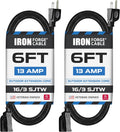 2 Pack of 6 Ft Outdoor Extension Cords - 16/3 Heavy Duty Black Extension Cord Pack