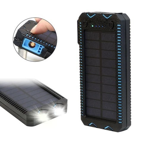 15000mAh Rugged Solar Power Bank with Dual LED & Cigarette Lighter