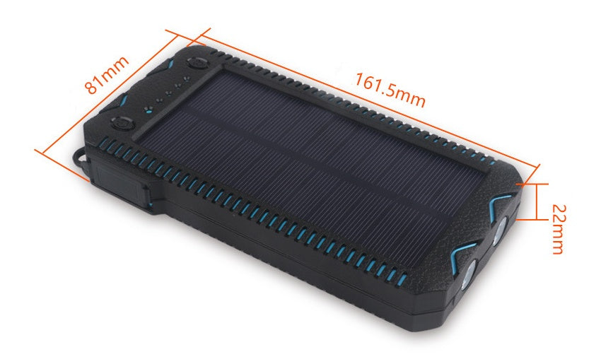 15000mAh Rugged Solar Power Bank with Dual LED & Cigarette Lighter