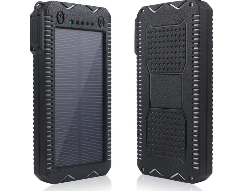15000mAh Rugged Solar Power Bank with Dual LED & Cigarette Lighter