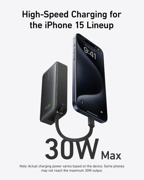 Anker Nano Power Bank 10000mAh 30W Fast Charging with Built-In USB-C Cable