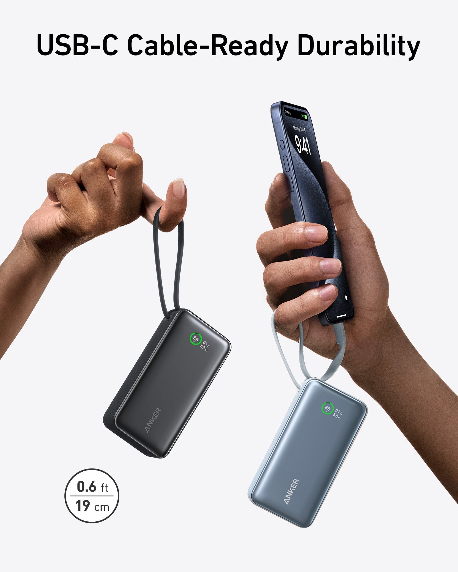 Anker Nano Power Bank 10000mAh 30W Fast Charging with Built-In USB-C Cable