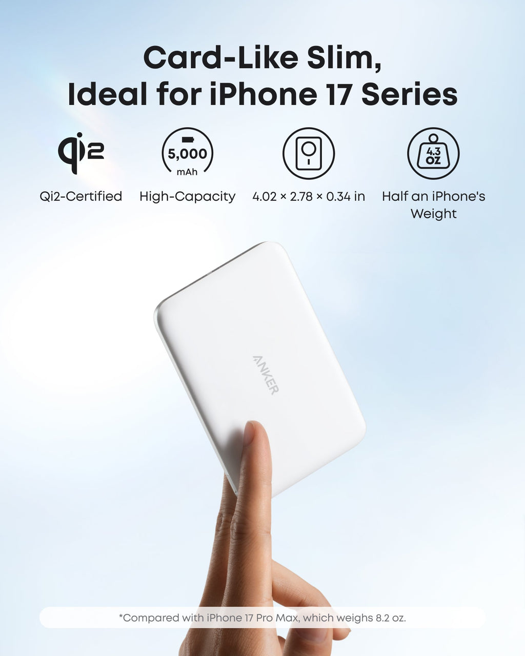 Anker Nano Power Bank 5000mAh MagSafe Compatible Qi2 Slim Magnetic Wireless Charger