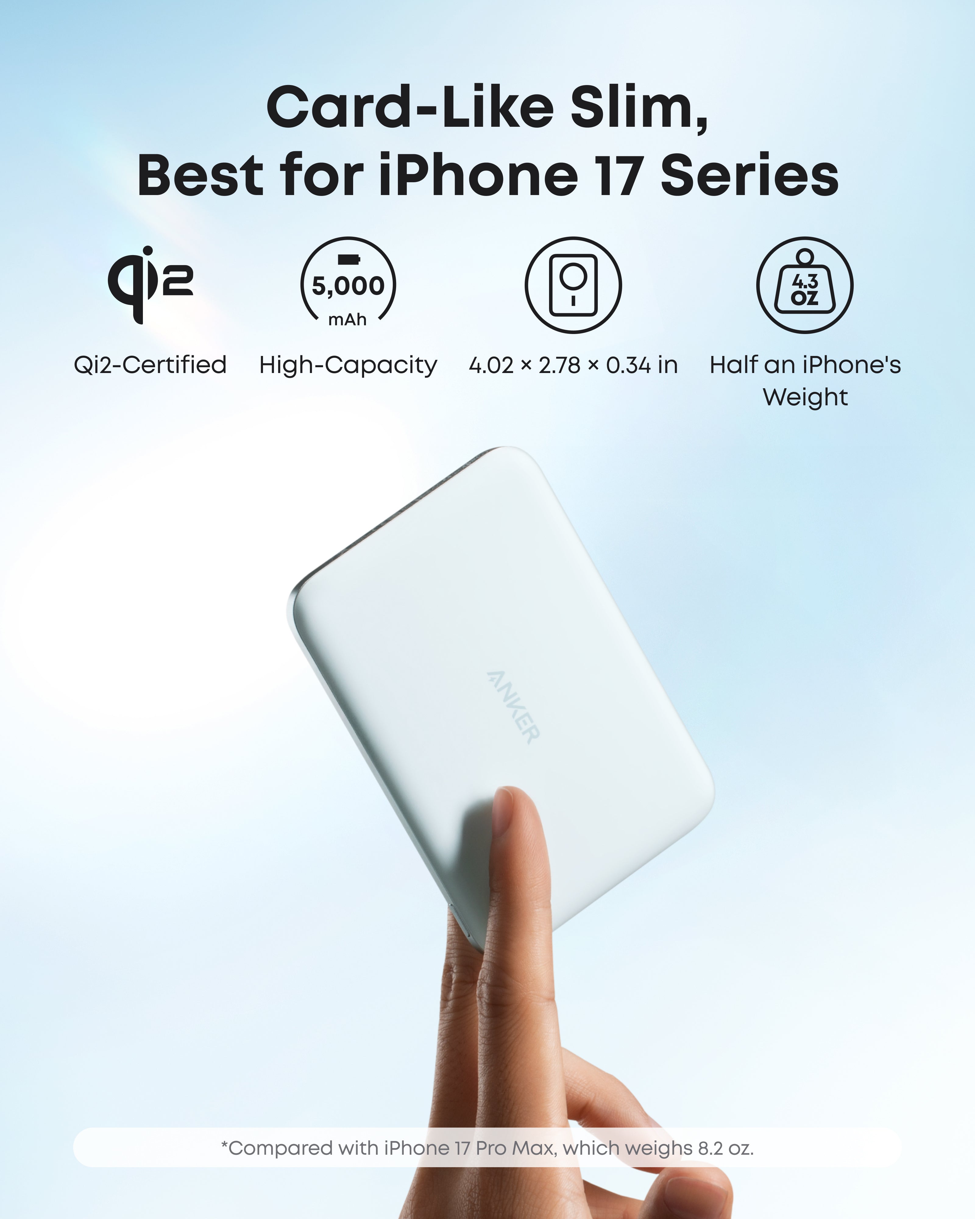 Anker Nano Power Bank 5000mAh MagSafe Compatible Qi2 Slim Magnetic Wireless Charger