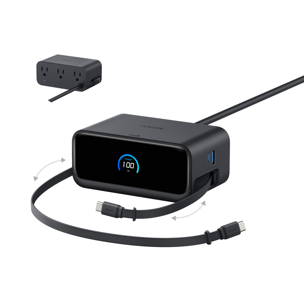 Anker Nano Charging Station 7-in-1 100W with Retractable USB-C Cables & LCD Display