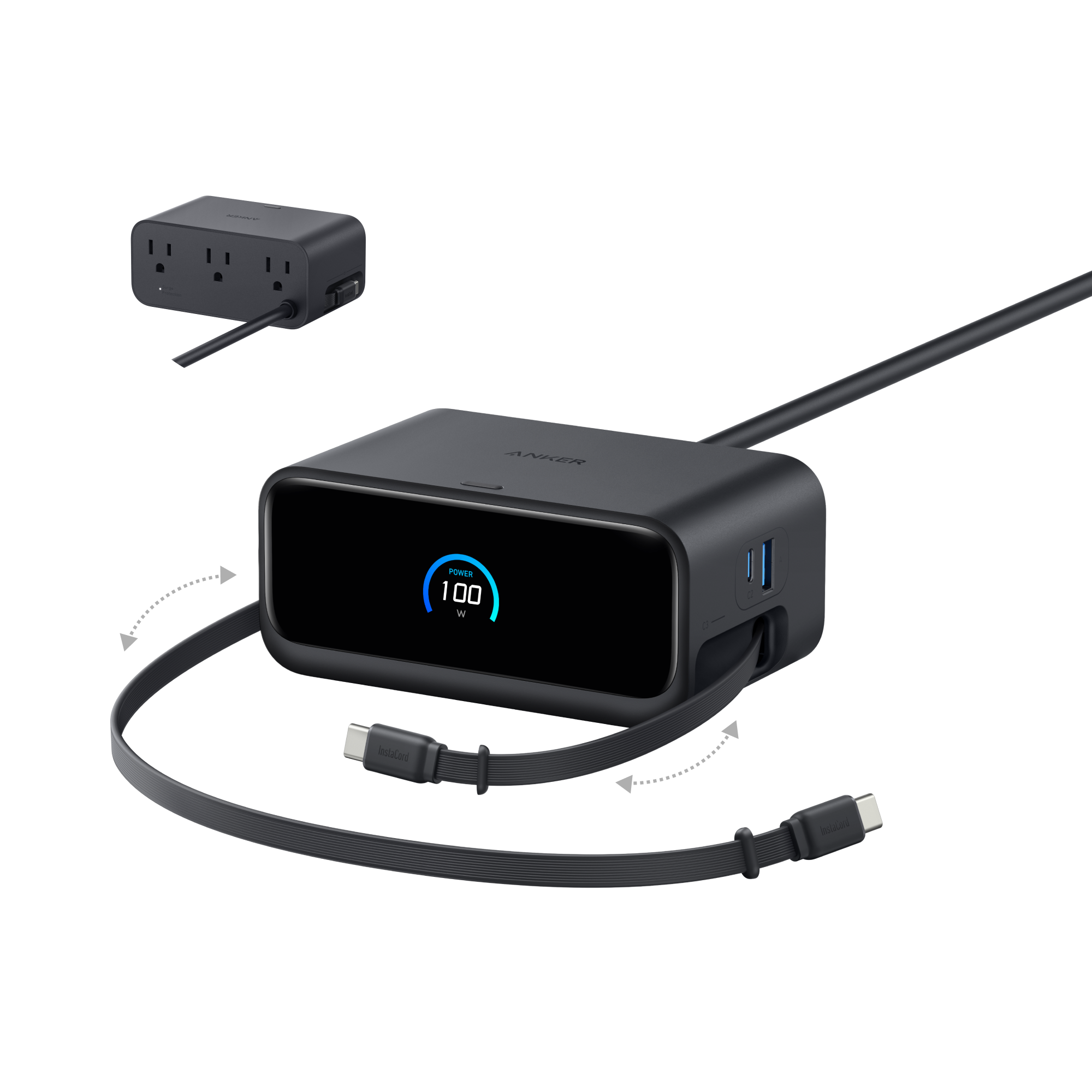 Anker Nano Charging Station 7-in-1 100W with Retractable USB-C Cables & LCD Display