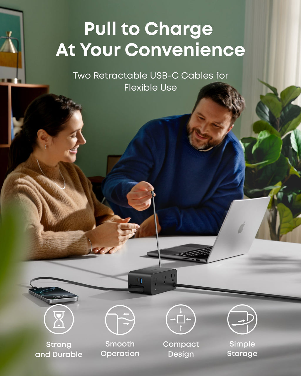Anker Nano Charging Station 7-in-1 100W with Retractable USB-C Cables & LCD Display