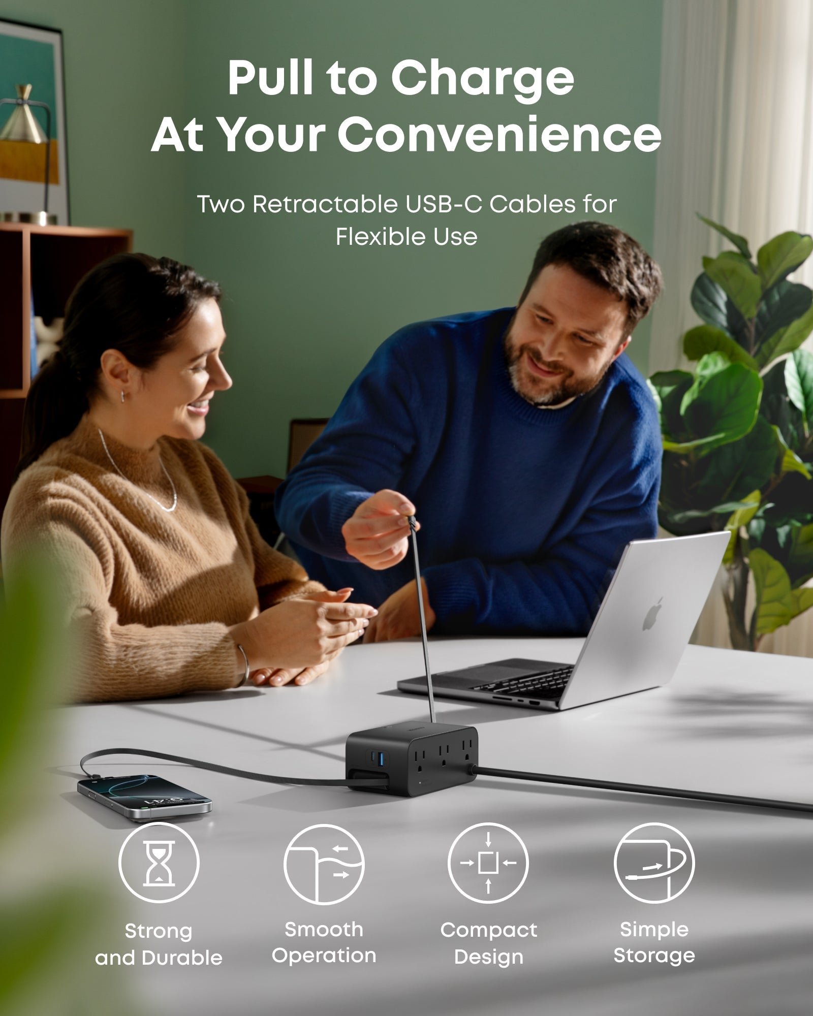 Anker Nano Charging Station 7-in-1 100W with Retractable USB-C Cables & LCD Display