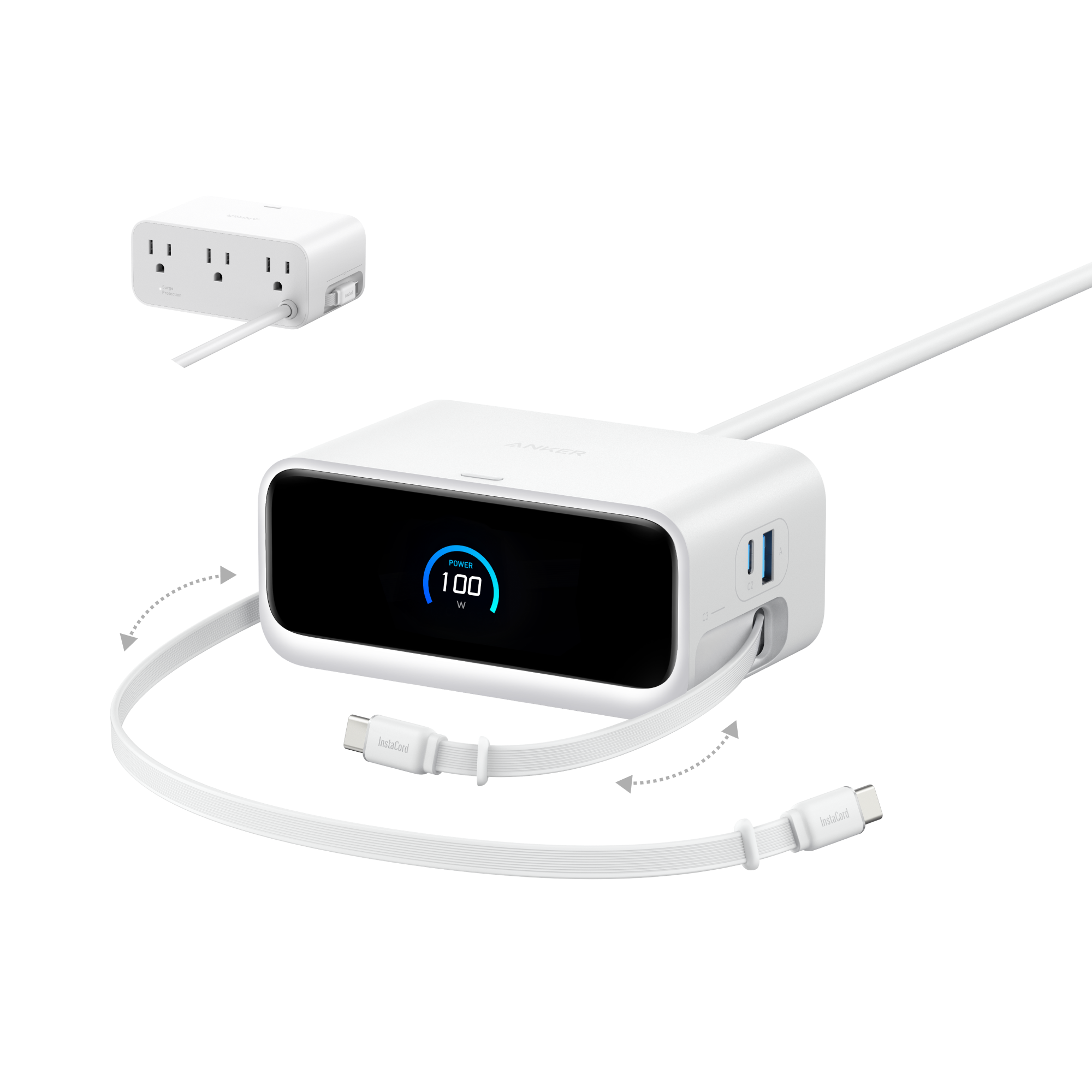 Anker Nano Charging Station 7-in-1 100W with Retractable USB-C Cables & LCD Display