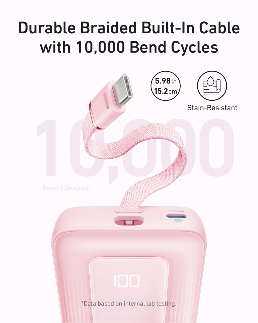 Anker Zolo Power Bank 10000mAh 30W Fast Charging with Built-In USB-C Cable for iPhone & Android