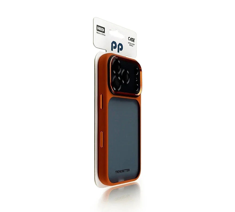Lenovo Luxury Orange Shield Matte Transparent Phone Case For iPhone 16 17 Pro Max New Metal Buttons Skin Feel Shockproof Cover