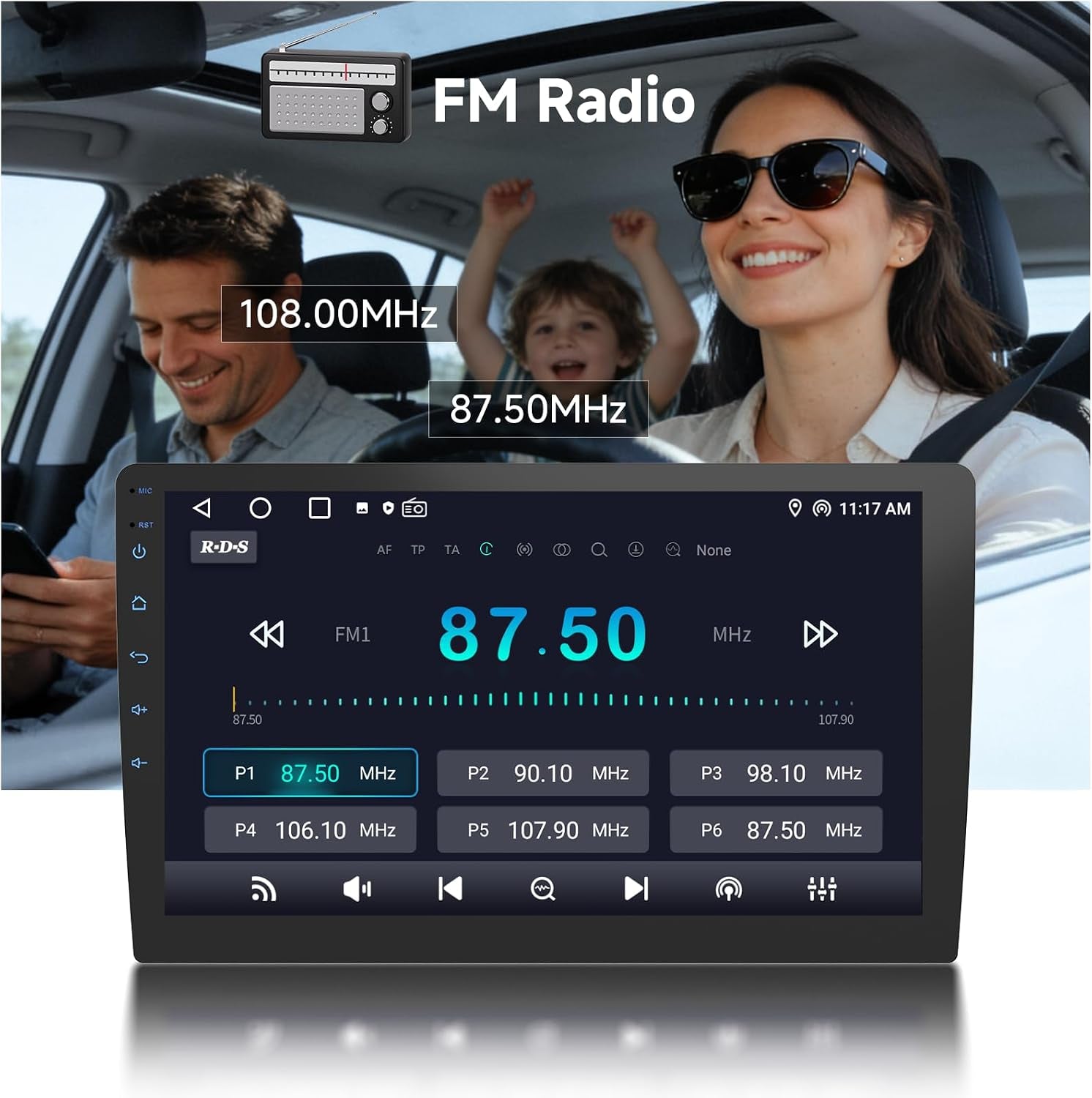 9 Inch Cars Radio with Apple Carplay and Android Auto, 2 Din Car Stereo with HD Backup Camera, GPS Navigation, Bluetooth, Voice Control, Mirror Link, FM/AM/AUX for All Vehicles(4+64Gb)